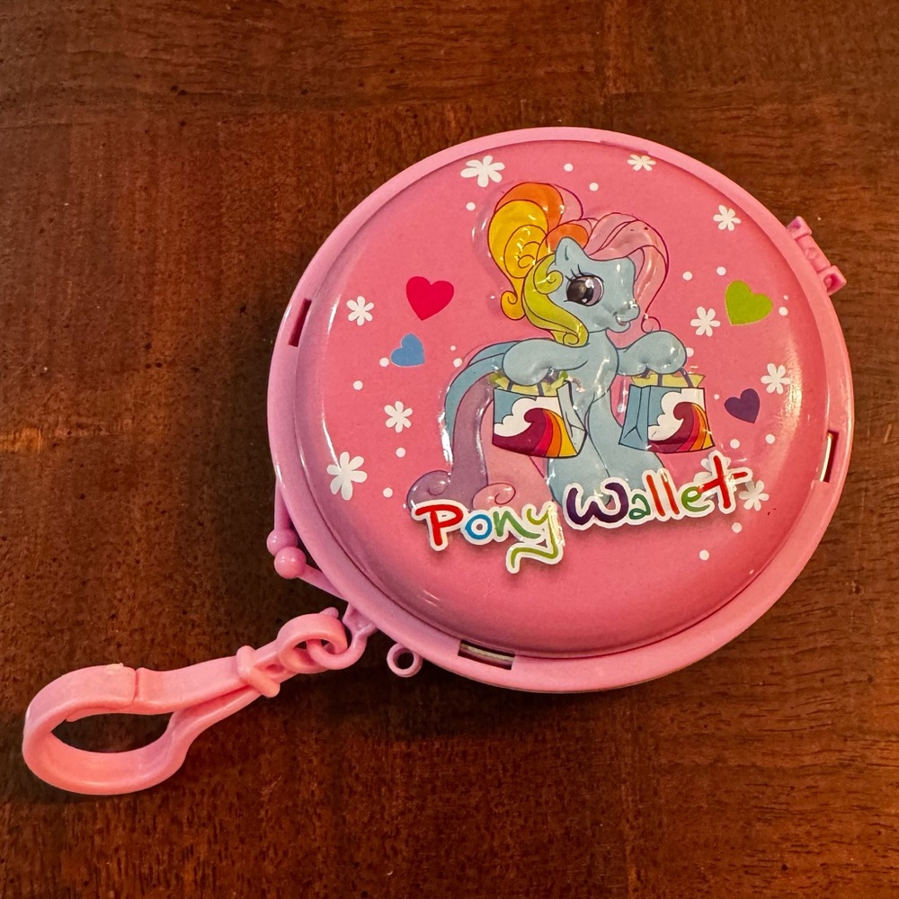 Small Round My Little Pony Rainbow Dash Coin Wallet Change Purse with Clip